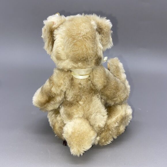 Vintage TY Attic Treasures Jointed Bear Plush Beverly Gold Bow Stuffed Animal 9" - Picture 3 of 7